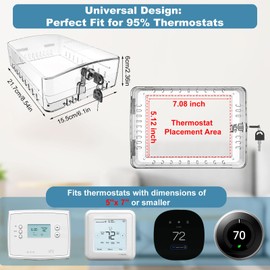 Thermostat Lock Box Cover with Key, Thicken Heavy Duty Universal Prevent Unauthorized Adjustments for Decorative Home,Office,Rental Property,Fits 5" H x 6.8" W or Smaller Thermostats on Wall