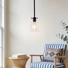 BESTWEST Pendant Light Fixtures for Kitchen Island, Matte Black Clear