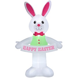 12.5ft Gemmy Airblown Inflatable Giant Easter Bunny w/Happy Easter Banner Yard Decoration 440511