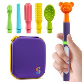 Special Supplies Buzz Buddy Oral Stimulation kit with 6 Soft Textured Interchangeable Heads, Calm Sensory Needs, Support Speech, and Stimulate Self Fe