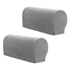 TIHNY Armchair Covers for Arms, Set of 2 Light Grey Sofa Armrest Protector Covers, Non-slip Chair Arm Cover for Furniture, Easy-to-Wash Polyester Couch Cover