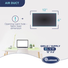 12 x 6 inch Vent Duct Cover Air Supply HVAC Sidewall or Ceiling Grille Register with Multi-Shutter Parallel Blade Damper - Color White - High Airflow. Aluminum. Duct Hole Must Measure 12" x 6"