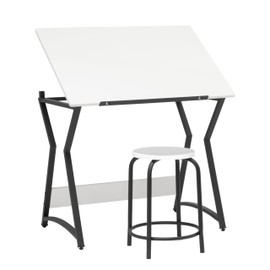 SD STUDIO DESIGNS Hourglass Craft Table Angle Adjustable Drafting Table, Table+Stool
