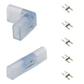 KSIBNW Connector for 230 V LED Neon Strips (SMD 2835), 1 x LED Strip Corner Connector, 1 x LED Strip Direct Connector, 5 x Pin