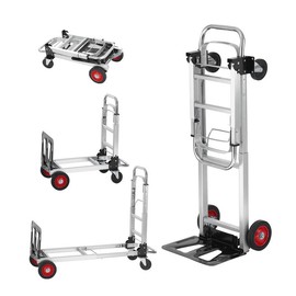VEVOR Aluminum Folding Hand Truck, 2 in 1 Design Max 800 lbs Capacity, Heavy Duty Industrial Collapsible cart, Dolly Cart with Rubber Wheels for Transport and Moving in Warehouse, Supermarket, Garden - Load Capacity: 1000 lbs