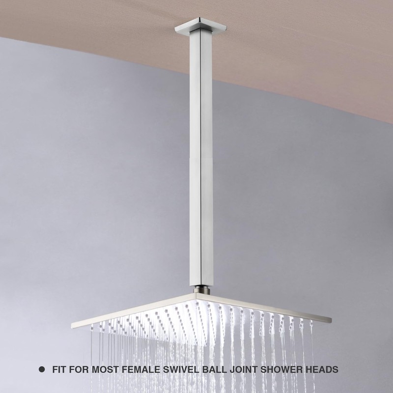 TRUSTMI Brushed Nickel Shower Arm with Flange, 16 Inch Ceiling