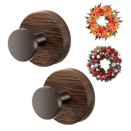 Linwnil Suction Cup Wreath Hanger，Suction Cup Hooks Hanging 15 Lbs，Waterproof Suction Cup Wreath Holder for Windows (Suction Cup-Walnut)