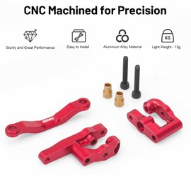 daitoku RC Steering Set Aluminum Upgrade Parts Steering Assembly for 1/18 Arrma Granite Typhon GROM 1/16 Mojave GROM 1/12 Losi Nascar RC Car (Red)