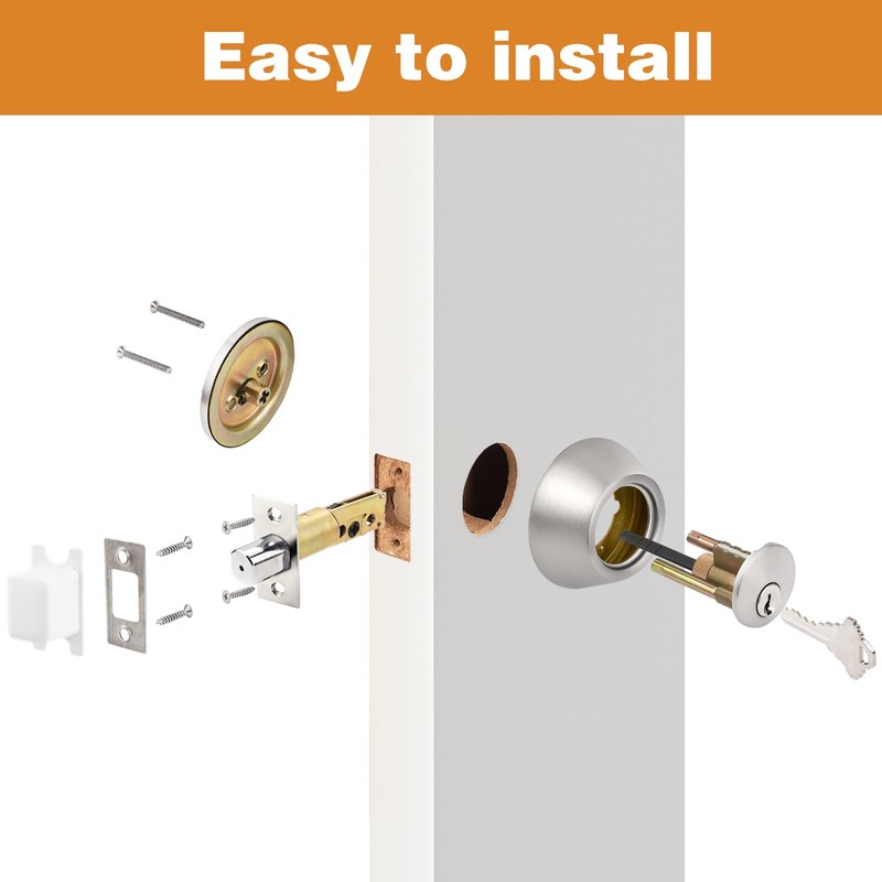 Probrico 3 Pack Satin Nickel Single Cylinder Deadbolt Lock Set,