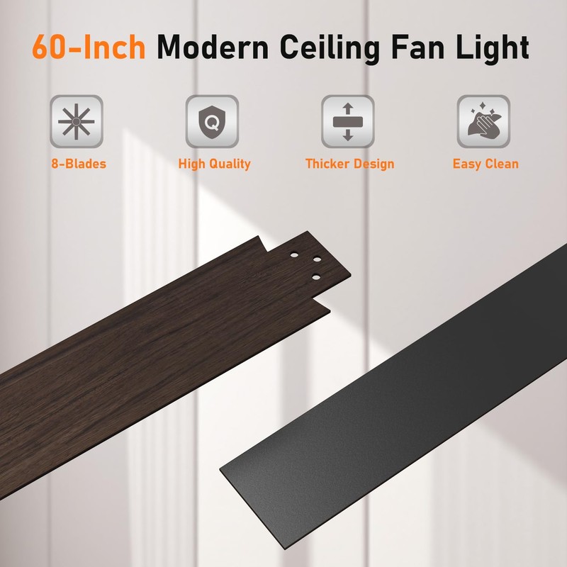 LOFIKEDI Ceiling Fan with Light, 60 Inch Ceiling Fan with