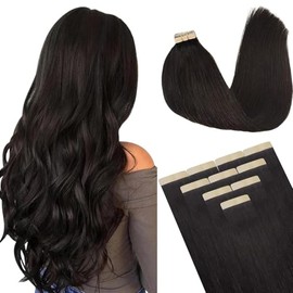 DOORES Dark Brown Tape in Hair Extensions, 14 inches 10pcs 25g, HIGHLIGHT or SUPPLEMENT, Remy Human Hair Tape in Extensions, Reusable Soft Silky Straight Weft for Summer Party Wedding Dating Work