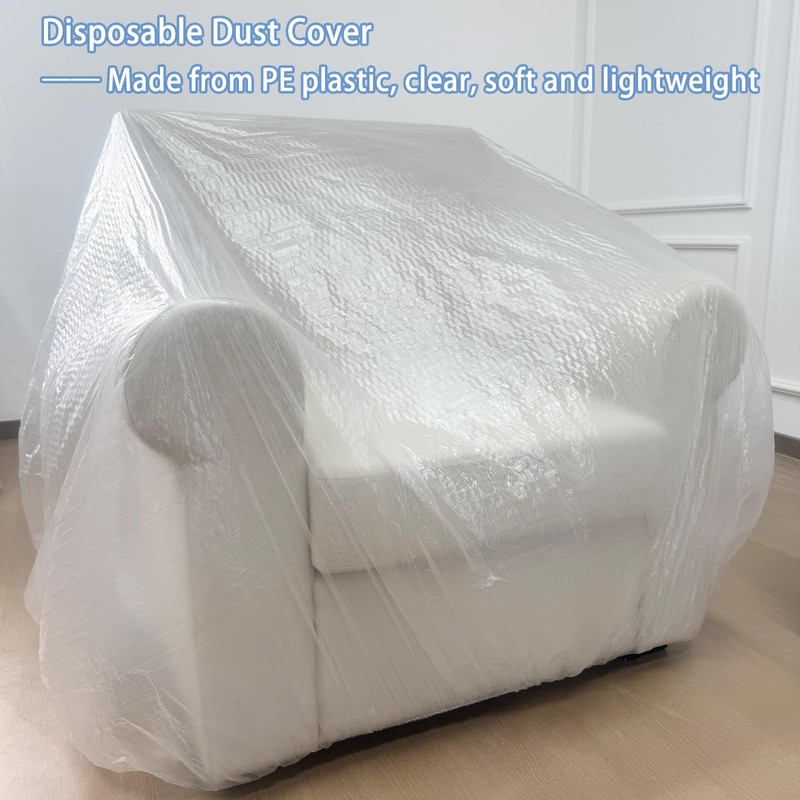 5 Pcs Disposable Furniture Dust Covers with Elastic, Plastic Dust