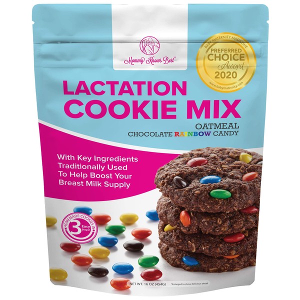 Lactation Cookies Mix - Oatmeal Chocolate Rainbow Candy Cookies, Breastfeeding Supplements - Support for Breast Milk Supply Increase - 16 oz