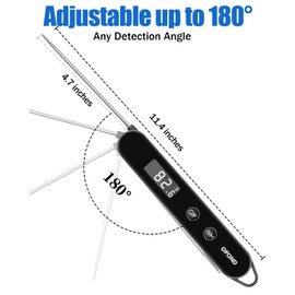 OFOND Meat Thermometer Digital for Cooking and Grilling,Instant Read Food Thermometer with Battery,Folding Accurate Probe Kitchen Thermometer for BBQ,Backlit LCD,Store by Magnet and Hook (Black)
