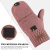 OMECHY Winter Wool Knitted Fingerless Gloves Thermal Insulation Warm Convertible