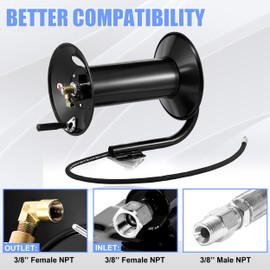 Tool Daily Pressure Washer Hose Reel 300 FT, Heavy Duty Steel Hose Reel for Power Washer, 3/8" Hose Reel Hand Crank, 4000 PSI