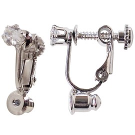 Screw Back Clip On Earrings Converters For Women, Pierced Earrings to Clip-on Non Pierced Earrings Miyabi Grace Silver with Crystal