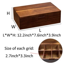 Heoclao 12.2'' Tea Packet Storage Box, Wooden Tea Bag Organizer, 8-Compartment Tea Holder with Rustic Design, Perfect for Kitchen or Office Use