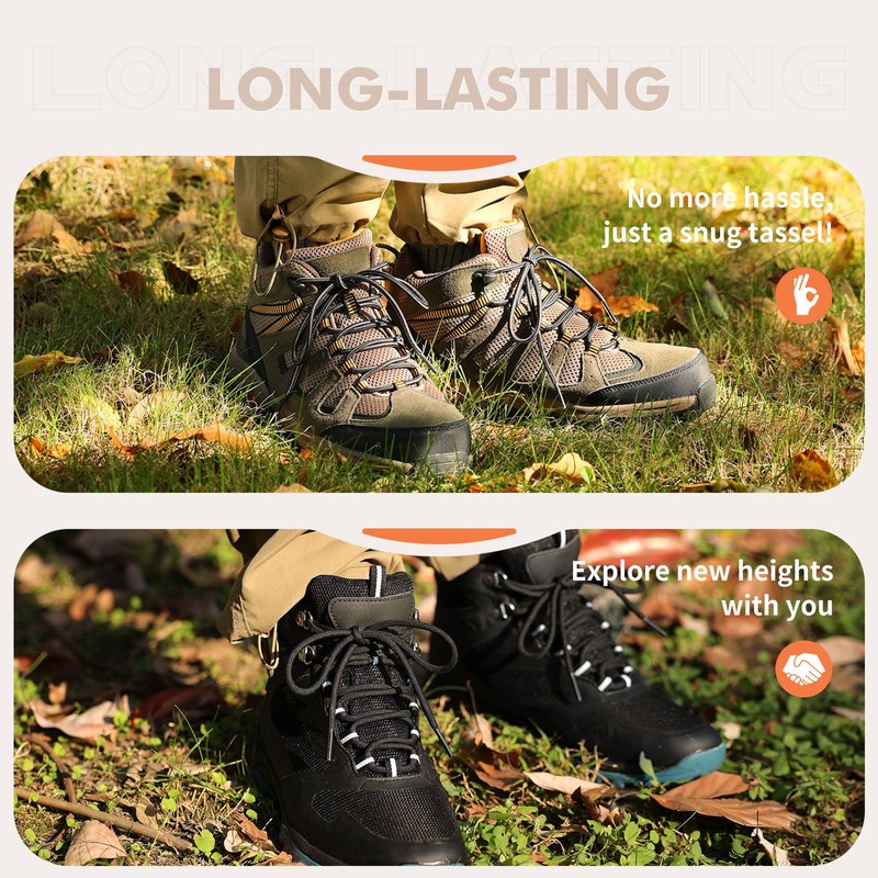 Stepace Round Shoelaces [2 Pairs] Heavy Duty Boot Shoe Laces