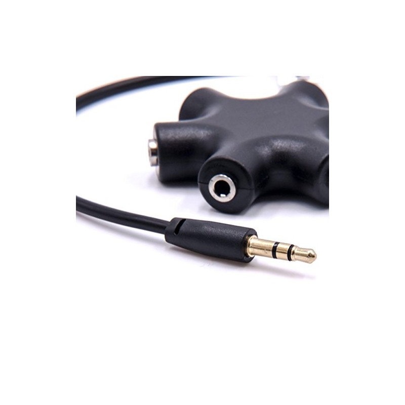 vhbw Audio Splitter 5-Way AUX Jack Splitter Black Compatible with