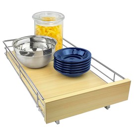 LYNK PROFESSIONAL® SELECT™ Pull Out Cabinet Organizer, 11" x 21" Slide Out Drawers for Kitchen Cabinets - Sliding Pull-Out Pantry Shelves – Home Shelf Organizers - Lifetime Ltd. Warranty, Wood Chrome