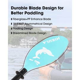 HIKULA Adjustable Carbon Fiber Shaft Kayak Paddle, Kayaking Oars with Reinforced Nylon Blade for Adults, 4 Piece, 86in/220cm to 90in/230cm