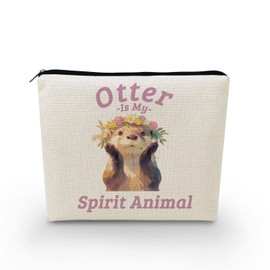 YULUENZE Funny Otter Makeup Bag Toiletry Zipper Pouch Inspirational Gift Otter Is My Spirit Animal Cosmetic Bag for Otter Lovers Women Friends