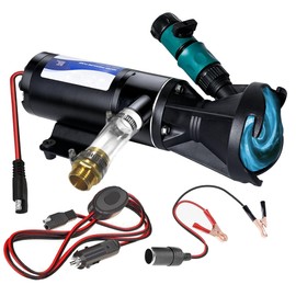 12V Macerator Pump for RV, 12GPM Fast RV Macerator Pump, Power Anti-Clog Crushing, Garden Hose Discharge Port, Macerator Pump Kit for Camper RV Sewer, Marine Yacht, Kitchen, Bathroom