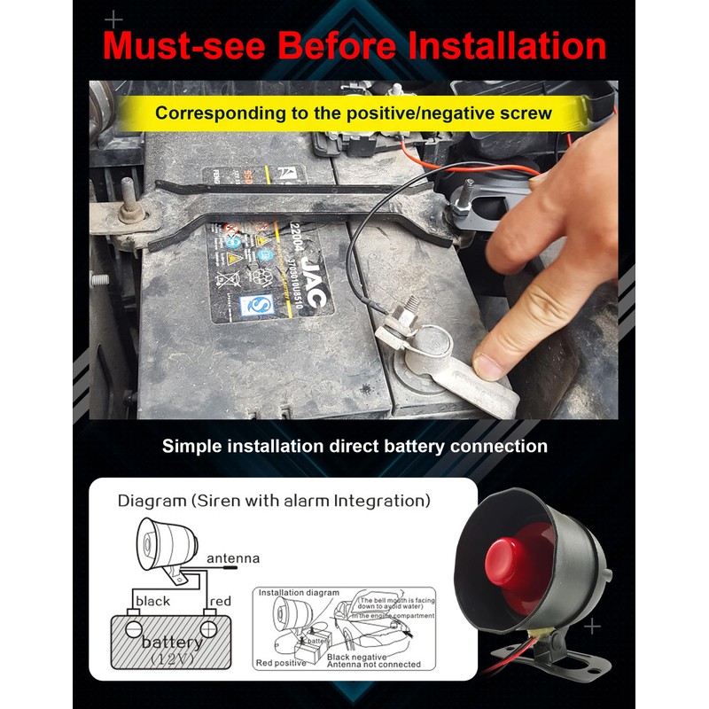Car Horn Siren Alarm For 12V DC Car, Universal Car