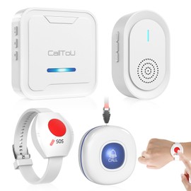 CallToU Wireless Caregiver Pager Call Button for Elderly, Medical Alert Systems for Seniors/Elderly Monitoring with 2 Call Bell, 500+Feet, 1 Plug-in Receiver+1 USB Receiver for Home Patients Emergency
