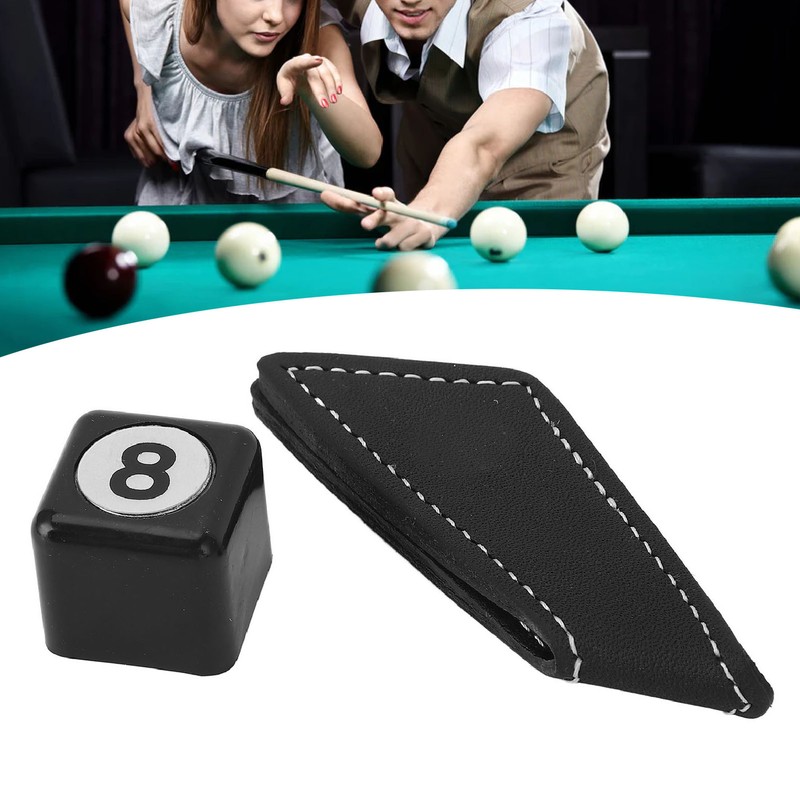 Magnetic Billiard Chalk Holder Aluminium Alloy Black with Leather Belt
