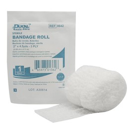 Dukal DUK 8642 Basic Care Bandage Roll, 3-ply, Sterile, 2" Width, 4.5 Yards Length (Pack of 96)