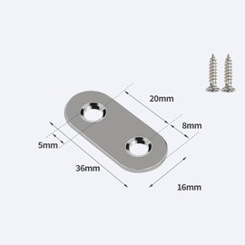 Flat Straight Corner Brace,6 Pcs Metal Joint Plate Connector Repair Bracket Flat Fixing Stainless Steel Flat Plate Bracket with Screw Holes for Wood Chair Bookshelf Board Window Furniture Fixing