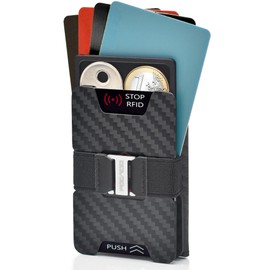 POCARDO slim wallet, Black with carbon pattern, Minimalist