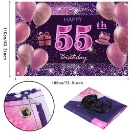 55th Birthday Decorations IMISI Happy Birthday Banner Pink Birthday Backdrop Decorations for a Party
