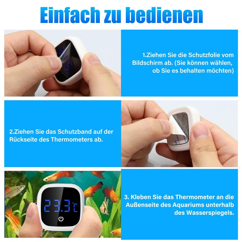 Aquarium Thermometer, Aideepen Mini Thermometer Aquarium Indoor High Precision LED
