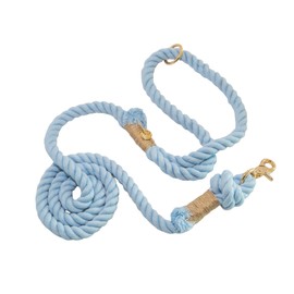 Braided Cotton Rope Dog Leash for Medium & Large Dogs – Enjoy Tangle-Free Walks with Soft Comfortable Grip & Reliable Control – Durable Design for Daily Walks, Training & Special Moments – Light Blue