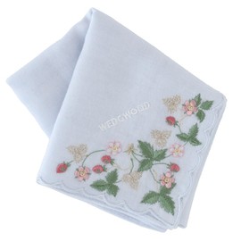 Wedgwood 260466-0002-02 Wild Strawberry Gauze Handkerchief (Blue) [100% Cotton] Women's Women's Approx. 18.1 inches (46 cm), blue