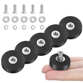 Adiwo Neodymium Magnets, Rubberised, Diameter 22 mm, Magnetic Mounting Base, for Vehicles, Lamps, Fixing Tools, Screws, Eyelet or Hook, Rare Earth Magnets, Load Secure, Pack of 5