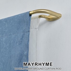 Double Curtain Rods Brass,Room Darkening Drapery Rod 28-48 Inches,Adjustable 3/4 Inches Front and 5/8 Inches Back Quality Metal Rod for Window,Wrap Around Design