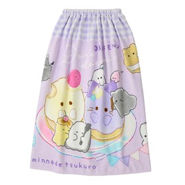 Santowa OBAKENE Wrap Towel, 31.5 x 47.2 inches (80 x 120 cm), 100% Cotton, Character Girls, Name Tag, Wrap Towel, Swimming Item, Pool Towel, Kids, Bath Towel, Kids, Change of Clothes, Bath, Hot