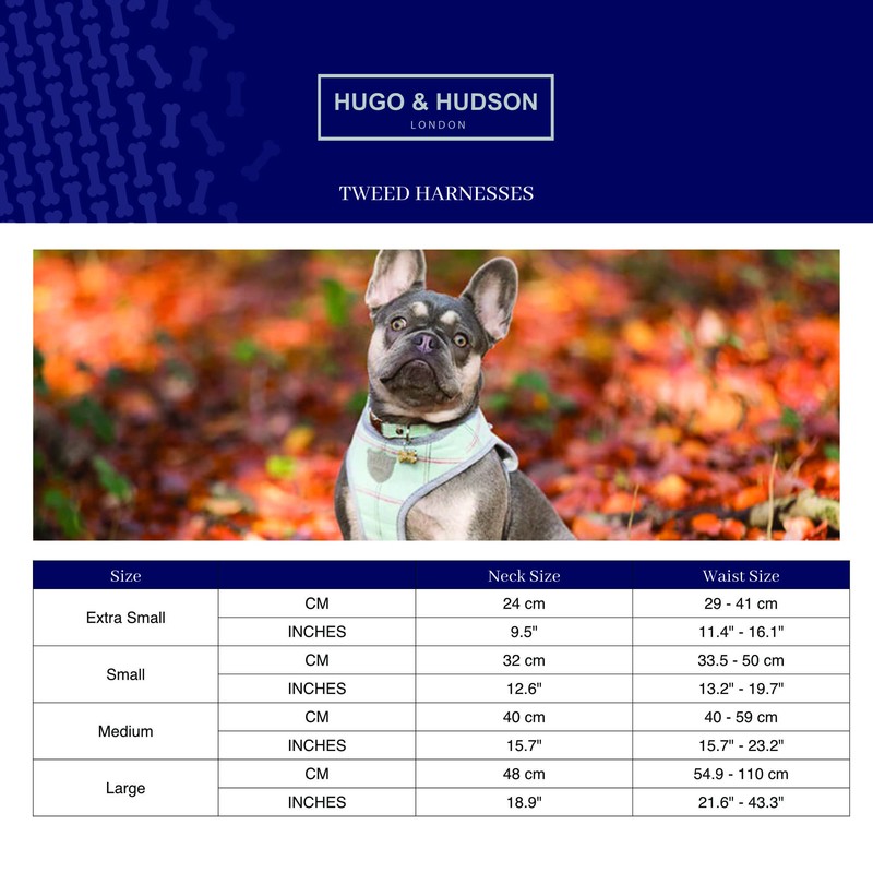HUGO & HUDSON Tweed Dog Harness No Pull Adjustable Rear