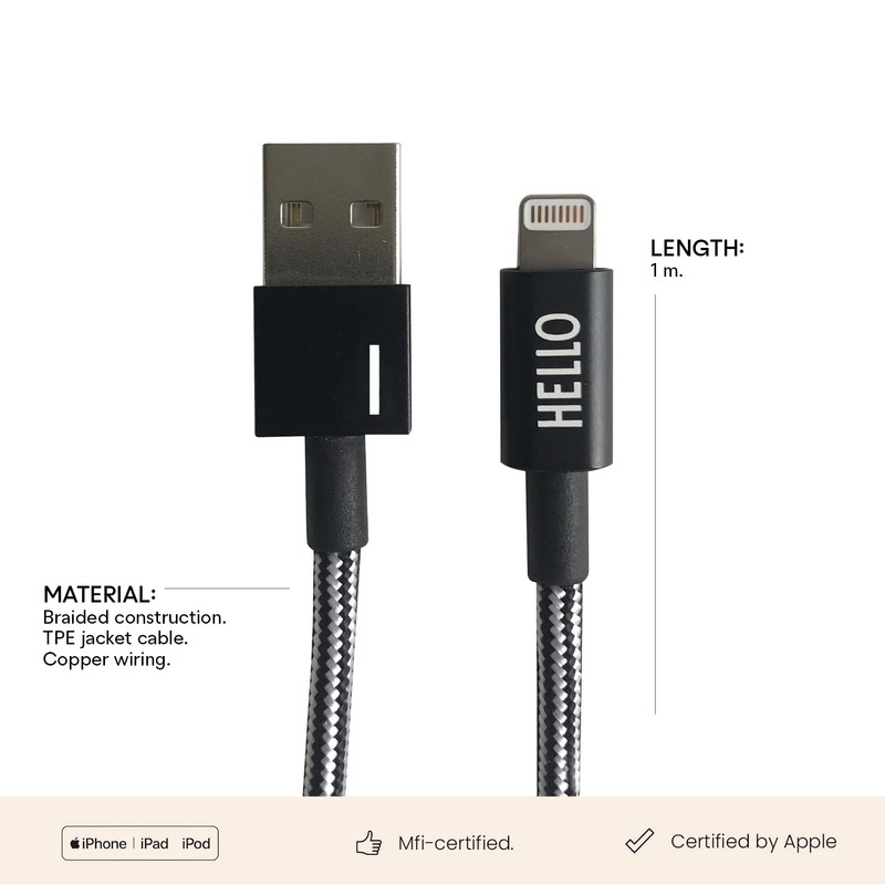 Design Letters Lightning Cable 1 Metre A-Z