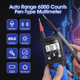 Voltage Tester Pen, Kethvoz 600V Electric Voltage Tester, 6000 Counts TRMS AC DC Volt Detector Ohmmeter Continuity Tester with Buzzer Test Ohm Capacitance Diode