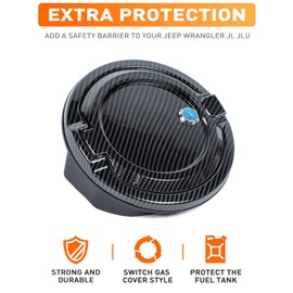 Savadicar - Cubierta de tapa de gas con bloqueo para depósito de combustible compatible con Jeep Wrangler JL JLU 2 y 4 puertas, ABS + estructura de aleación de aluminio, accesorios de repuesto, fibra de carbono