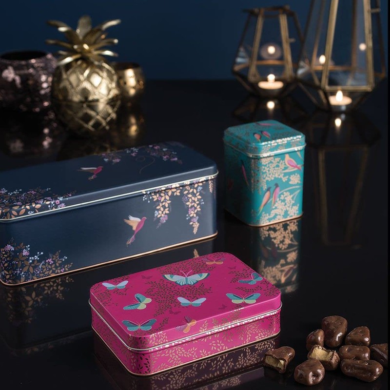 Sara Miller - Dark Blue Bird Long Deep Rectangular Tin