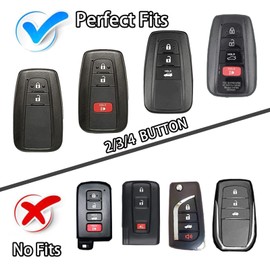 WORCAS Soft TPU Key Fob Cover Case Compatible with Toyota 2018-2022 Camry RAV4 Highlander Avalon C-HR Prius Corolla GT86 Smart Key -2 3 4 Button(Black)