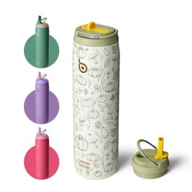 bottlebottle Bottle Bottle Insulated Water Bottle Stainless Steel 32 oz (946 ml) with Straw Handle for Sports, Travel, Gym, Double-Walled Leak-Proof, BPA-Free (Pumpkin)