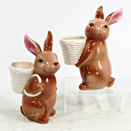 Rabbit With White Basket Planter Set of 2 – 14 x 10 x 17 cm