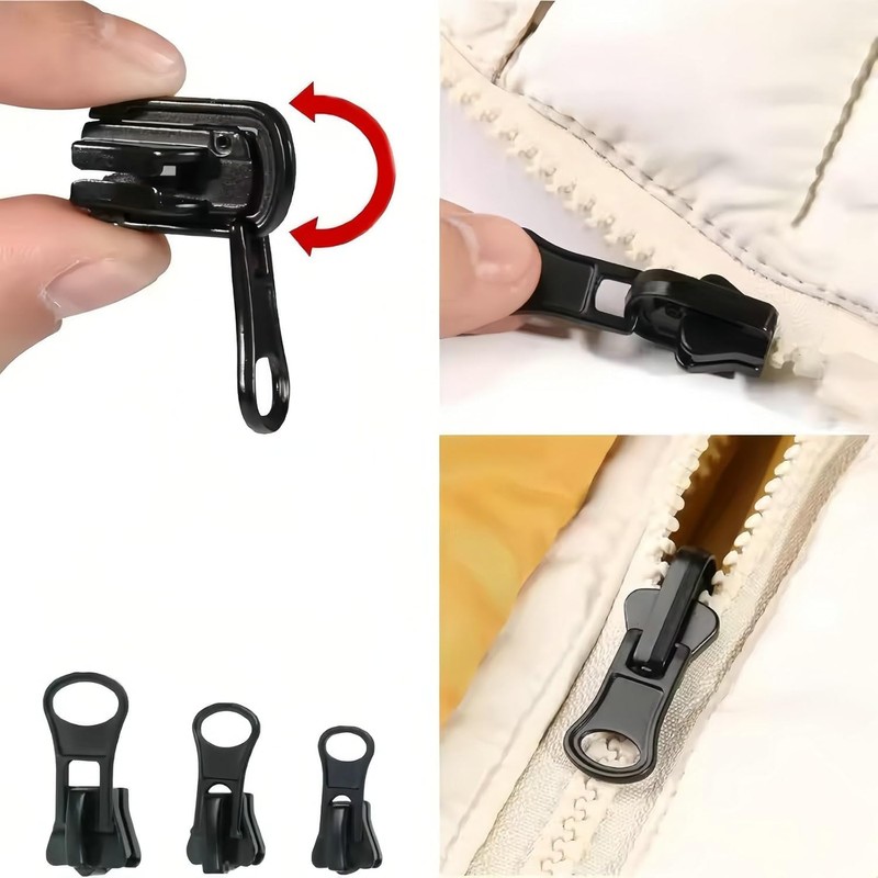 Universal Zipper Repair Kit - 3-Size Double-Sided Zippers Slider Replacement